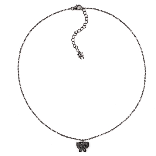 Wonderfly Black Rhodium Plated Short Necklace-